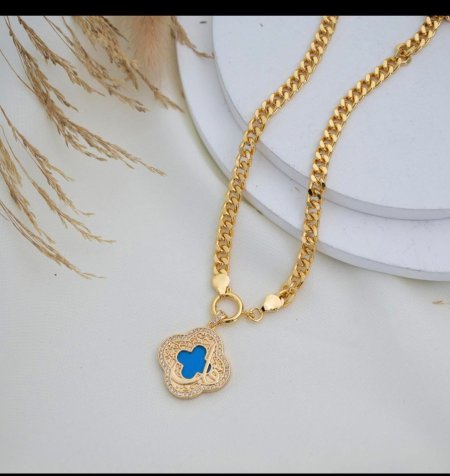 عقد بوردة لون ازرق